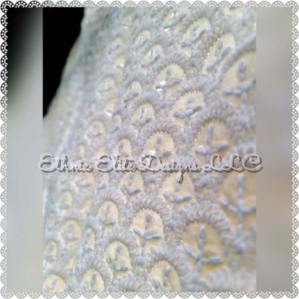 New Off-White Chikankari Vest - Embroidered Work Nehru Jacket - Closed Colla… - Picture 10 of 10